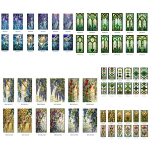 Stained glass window film static cling vintage floral vine privacy decorative sticker