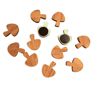 Wooden magnetic fridge sticker cute mushroom shape memo holder kitchen home decor items