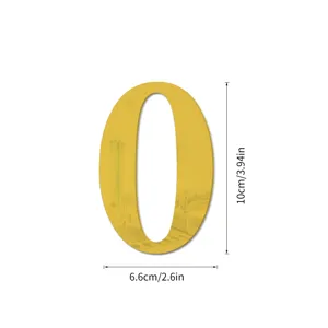 Gouden acryl spiegel nummer 0 muursticker DIY decoratief bord 10x6.6cm huisdecoratie