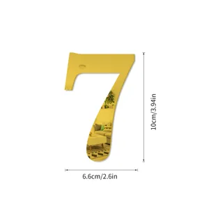 Acryl spiegel nummer 7 muursticker goud DIY decoratieve sticker voor thuis kamer 10cm