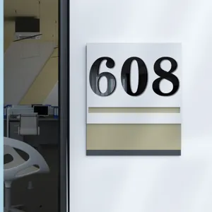 Modern acryl 608 deur nummer bord muursticker voor kantoor huisdecoratie en kameridentificatie