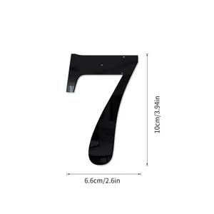 Zwarte acryl spiegel nummer 7 muursticker huisdecoratie 10x6.6cm DIY decoratie