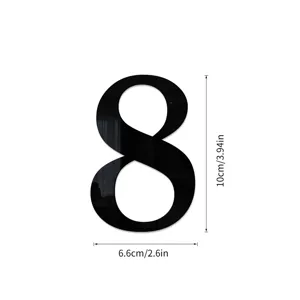 Zwarte acryl spiegel nummer muursticker 3D DIY decoratieve huisnummersticker 10cm