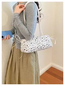 Borsa a tracolla con ricamo di stelle stile coreano, borsa a mano retrò da donna dettaglio