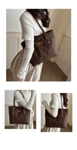 Retro leopard print tote bag for women, large capacity stylish casual shoulder bag daily.
