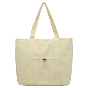 Sac cabas en toile à pois jaunes pour femme grande capacité sac d'épaule décontracté