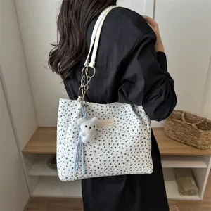 Koreanischer Stil blumiger Cord Shopper, grosse Kapazitaet Umhaengetasche fuer Damen Alltag.