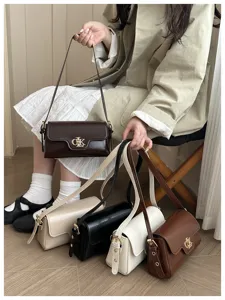 Sac à bandoulière rétro pour femme en cuir PU sac à main carré élégant et décontracté