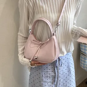Schicke einfarbige Schleife Umhängetasche Schultertasche für Damen, stylische Handtasche.