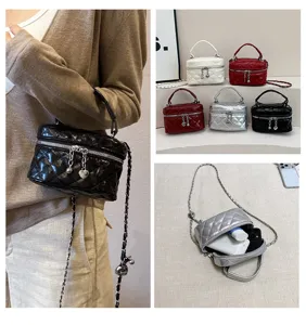 Femme Élégant Mini Sac Bandoulière Matelassé Boîte PU Cuir Chaîne Sacs à Main Tendance