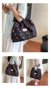 Women stylish floral print shoulder tote bag large capacity casual daily handbag