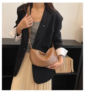Borsa a tracolla in pelle PU stile coreano borsa a sacco versatile casual per donne