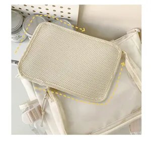 Detail view of preppy style minimalist large capacity transparent messenger ita bag for women.