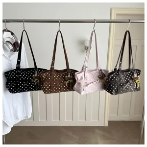 Moderna borsa tote a pois stile coreano casual grande capacità borsa a spalla estiva