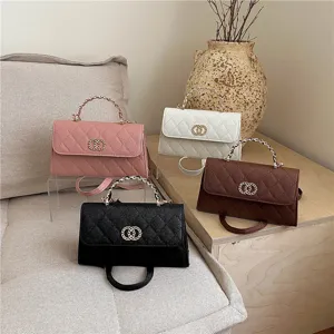 Quilted chain top-handle shoulder bag luxury style stylish crossbody handbag for women