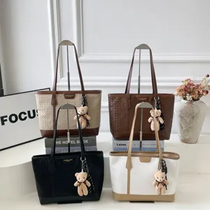 Borsa Tote da Spalla in Pelle Intrecciata di Moda Grande Capacità Borsa da Lavoro Casual Con Manico Superiore per Donna Borsa per Spesa Quotidiana