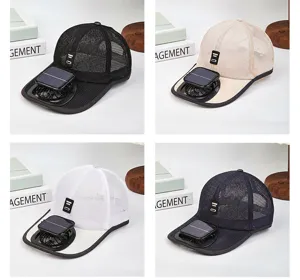 Solar powered fan baseball cap breathable mesh summer sun protection hat for men and women