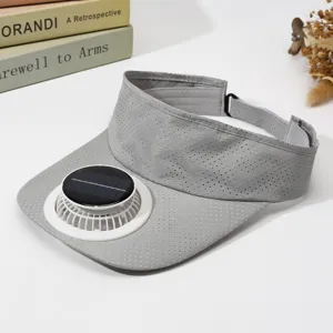 Solar Charging Fan Sun Visor Hat Summer Outdoor Quick Drying Sports Empty Top Cap Adjustable Letter Sunshade Hat