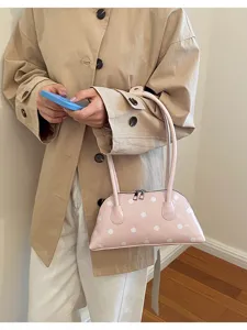 Roze schoudertas met stippen, leuke dagelijkse handtas voor dames, stijlvolle tas voor dagelijks.