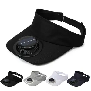 Solar powered fan sun visor hat, summer outdoor quick dry empty top sports cap for adult.