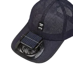 Solar powered fan baseball cap breathable mesh summer sun protection hat for outdoor sports