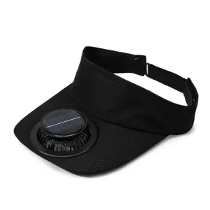 Black solar powered fan sun visor summer outdoor sports empty top quick drying cap