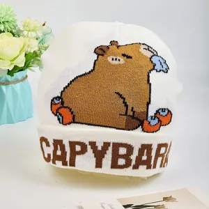 Grazioso berretto in maglia capibara inverno caldo cappello casual berretto di lana