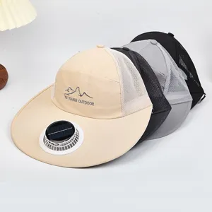 Solar powered fan baseball cap outdoor sun protection mesh hiking hat for men and women.