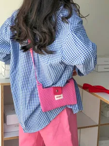 Womens Knitted Crossbody Bag Mini Argyle Shoulder Bag Casual Phone Pouch Small Handbag Daily Commute Purse