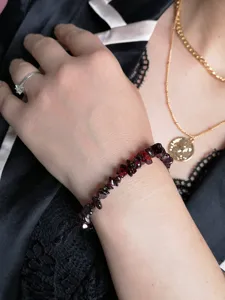 Bracciale in pietra di granato naturale perle di pietre preziose elegante gioiello polso accessorio
