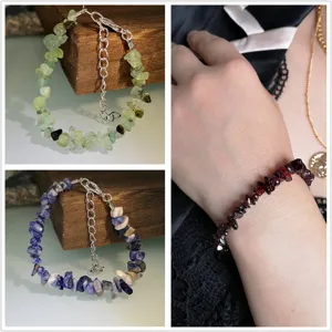 Bracciale di Perle in Pietra Naturale Lega Regolabile Cristallo Naturale Gioiello da Mano per Donna Moda