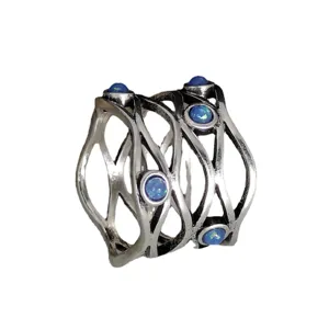 Vintage 925 silver plated opal openwork statement ring and versatile fashion scarf buckle.