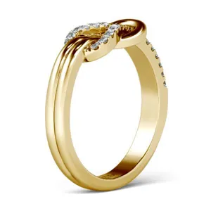 Anello nodo infinito in oro con diamanti, elegante gioiello raffinato da donna europeo.