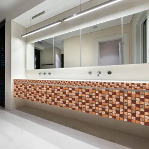 Waterproof mosaic tile sticker for home decor DIY, self-adhesive vintage bathroom wall decor.