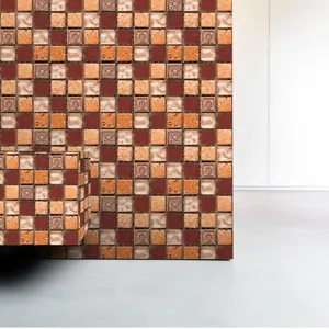 Detail view of waterproof mosaic tile sticker, creative DIY wall and floor decor pattern.