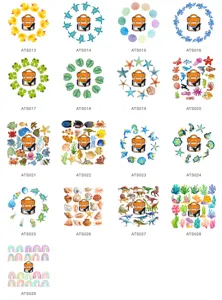 Detailed variant catalog showing cute cartoon anti-slip bathtub stickers and safety decals.