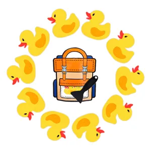 Non-slip bathtub stickers set, cute yellow duck and backpack safety grips for bathroom.