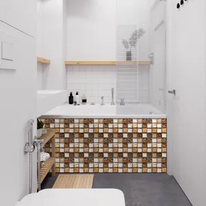 Waterproof mosaic tile sticker for bathroom wall and bathtub decor, self-adhesive DIY wrap.