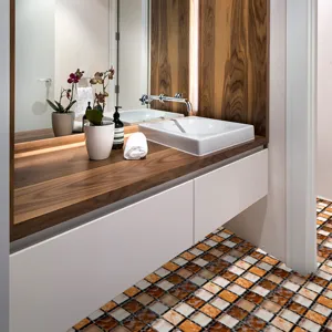 Waterproof mosaic tile sticker for floor and wall, DIY home decor bathroom renovation.
