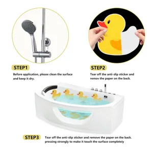 Detail view showing step-by-step installation instructions for anti-slip bathtub stickers.