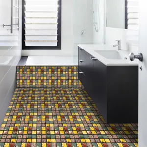 Waterproof mosaic tile stickers for bathroom floor and wall decor DIY home improvement project