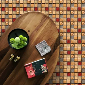 Detailed view of waterproof mosaic tile sticker, perfect for DIY home floor and wall decor.