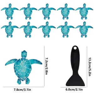 Anti-slip bathtub stickers set with cute turtle design and scraper tool for safety.