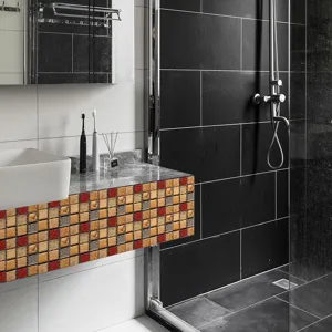 Waterproof mosaic tile sticker for bathroom kitchen DIY wall decor and home renovation.