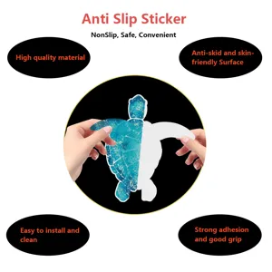 Anti slip bathtub sticker detail, turtle shaped abrasive surface with strong adhesive grip.