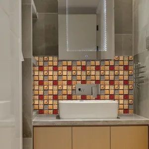 Waterproof mosaic tile stickers for bathroom kitchen DIY wall decor and home renovation.