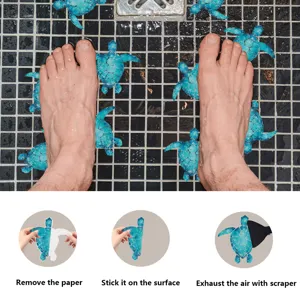 Bathroom anti slip bathtub stickers blue sea turtle shaped safety non slip decals 1set