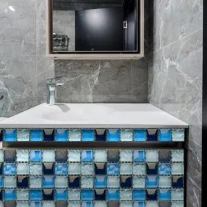 Blue mosaic tile stickers waterproof DIY wall decoration for home bathroom furniture