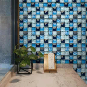 Blue mosaic tile sticker waterproof DIY wall sticker self adhesive home decor tile backsplash