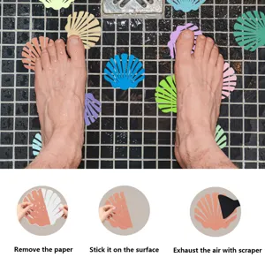 Non-slip shower stickers waterproof shell shaped bathtub treads safety strips for bathroom